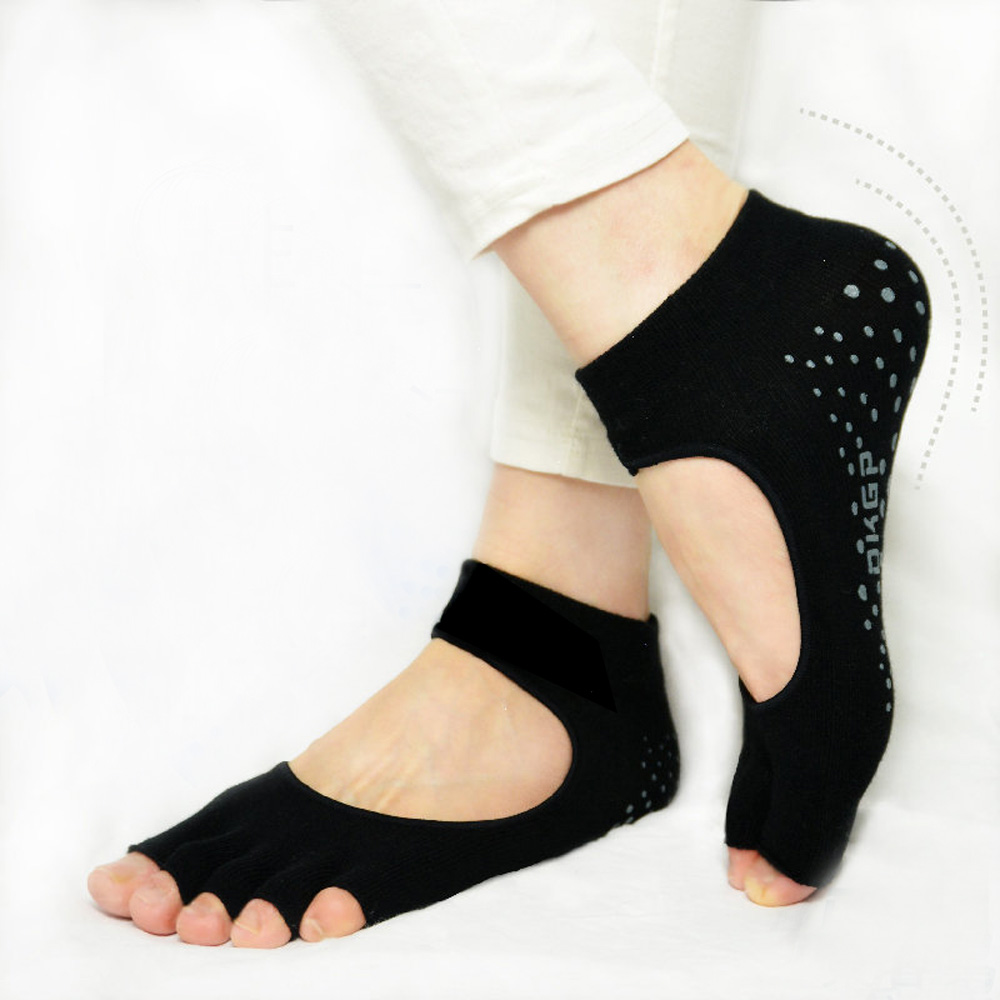 DKGP 8.25''- 9.75'' Coolplus Anti-Slip Wicking Hollowed Out Yoga Socks (4 Pairs)