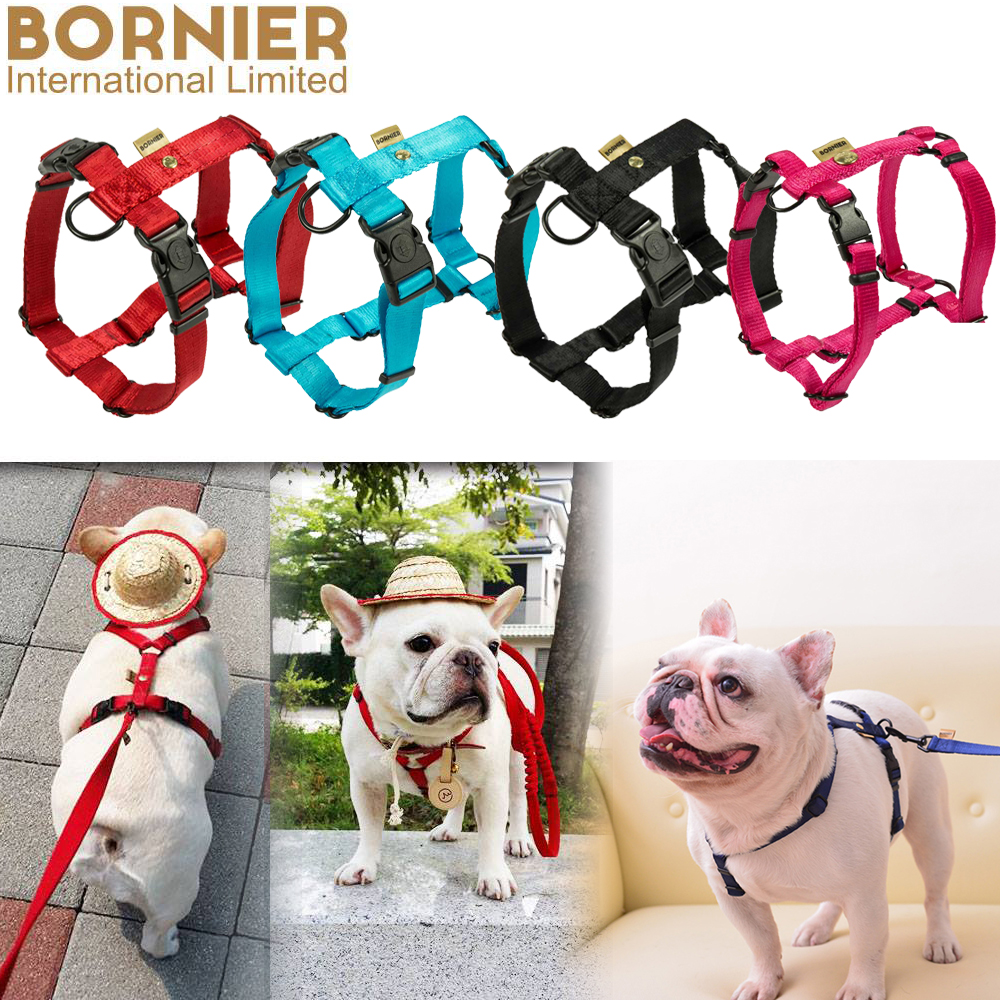 BORNIER Quick Release Buckles (Dual Quick-Locks) Smooth, Comfortable and Easy-Breathing H-Style Dog Harness (Harness Only, Leash Not Include)