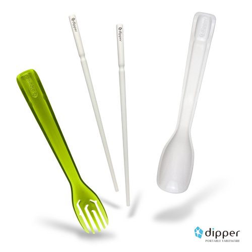 dipper 3-in-1 Lunch Utensil Set Includes: Fork, Spoon, Chopsticks ★Made in Taiwan★