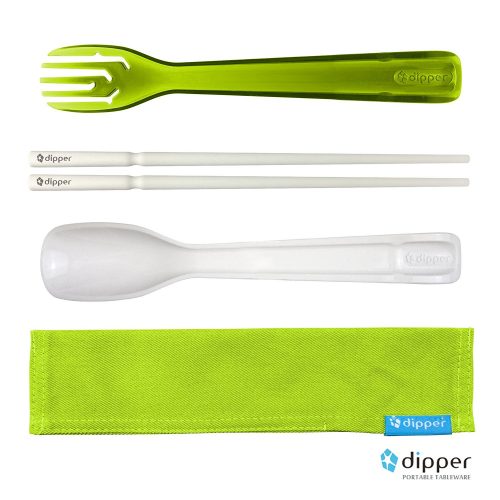 dipper 3-in-1 Lunch Utensil Set Includes: Fork, Spoon, Chopsticks ★Made in Taiwan★