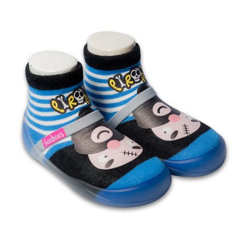 Zaport Feebee's Anti-Skid Non-Slip Patented Strap Shoe Socks | Blue Pirate